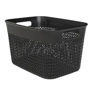 Life Story 16 Qt Decorative Storage Basket, Large Plastic Home Organizer, Black