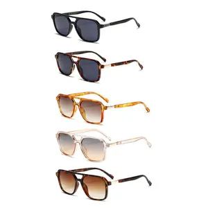 SUNVOES Retro Aviator Sunglasses, Unisex Full Rim Plastic Frame, Polarized UV400 UV-Lens PC Lenses, Y2K Aesthetic Trendy Vintage Double-Bridge Square Frame, Durable Stylish Eyewear for Outdoor Driving, Summer Beach Gift tiktokshopspringglowup,summervibes
