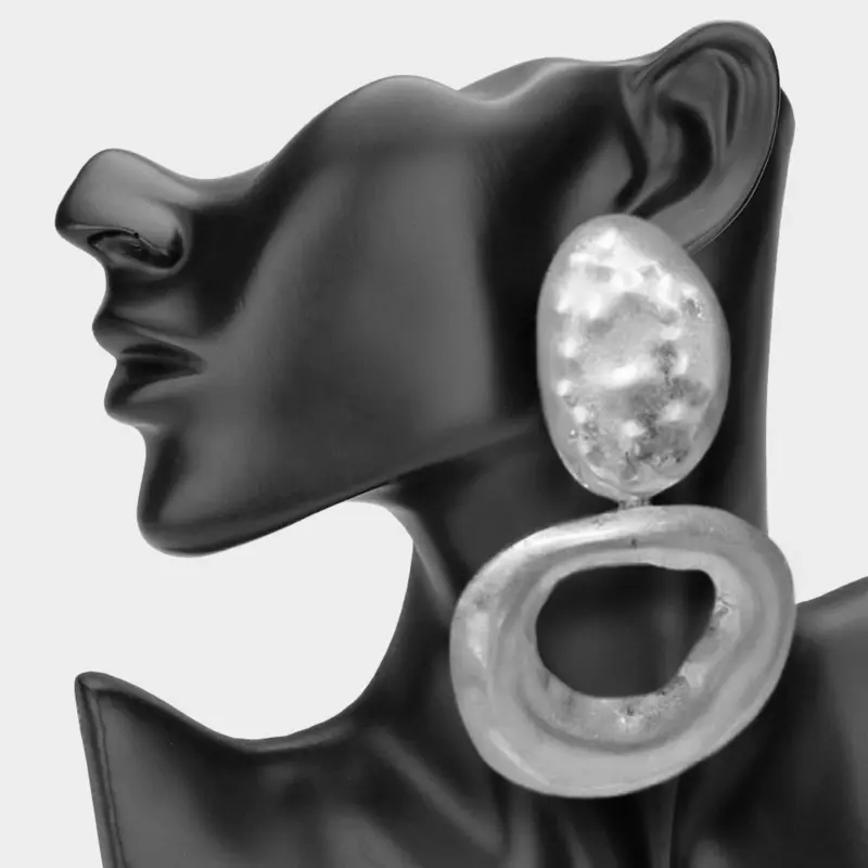 Rich Girl Brushed Silver Oversized Statement Earrings