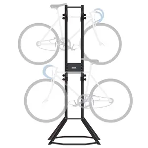 【Summervibes】VEVOR 4 Bike Storage Rack, Free Standing Gravity Wall Vertical Bike Rack, Fully Adjustable Bike Rack Garage, Sturdy Steel & Easy Assemble, for Garage, Living Room, Shed, Holds Up to 260 lbs Black Organiser Set