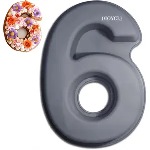 3D Silicone Number Cake Molds DIY Personalized 10 Inch Number 6 Cake Pan for Baking Birthday Wedding Anniversary