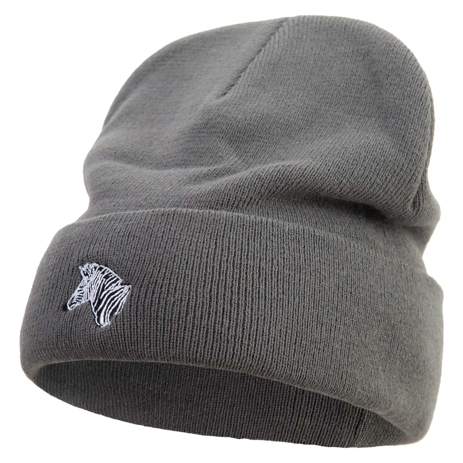 Zebra Embroidered Big Size Acrylic Long Beanies