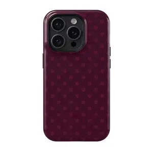Burgundy Polka Dot Smartphone Case - Double-Layer Shockproof Mobile Phone Protector Accessory for iPhone 11,12,13,14,15,16,17 Devices, Stylish Aesthetic Gift for Trendy Girls
