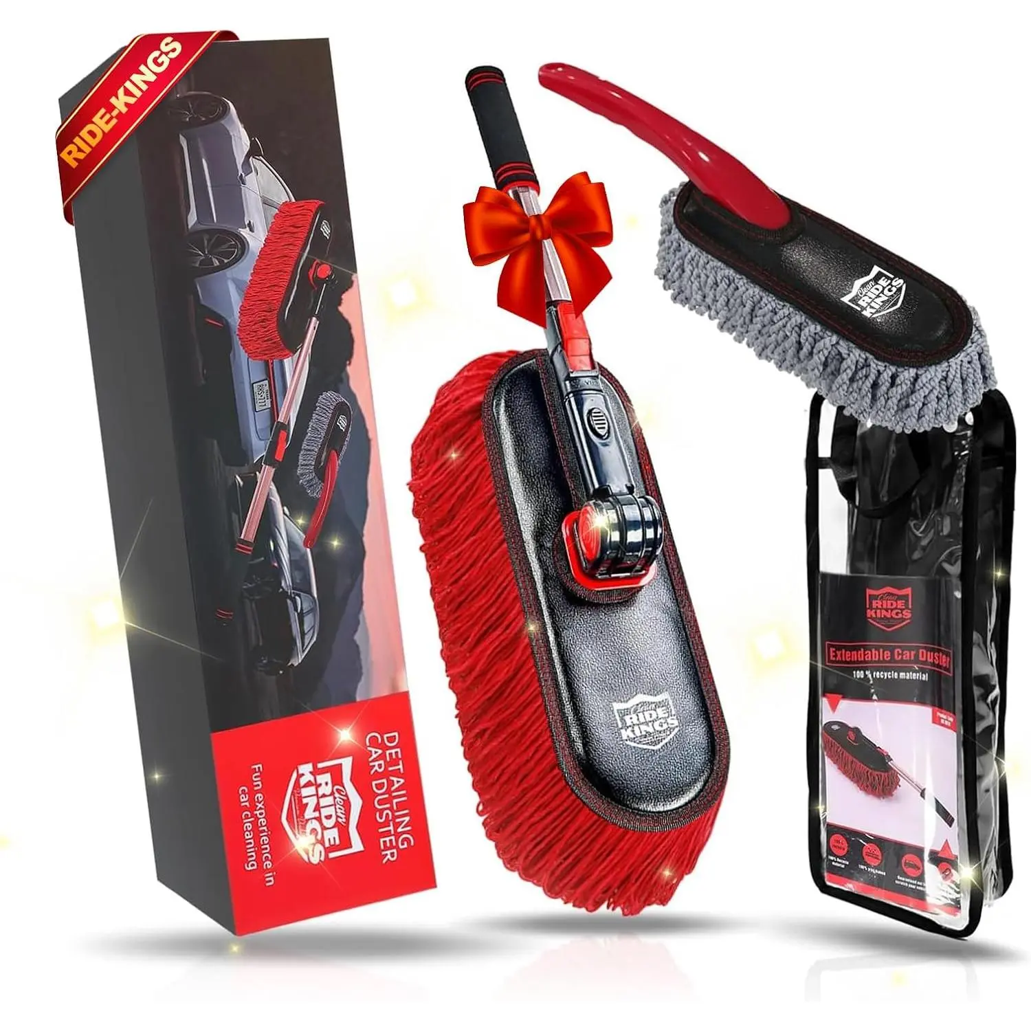 Car Duster Exterior Scratch Free, Extendable Handle, Detail Brush Kit for Vehicles, Wax Cotton Fabric, Waterless Wash Treatments,Car Care Equipment,Gifts for Men Women