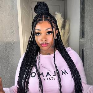 【Human Hair Blend】Sunber Full Lace Boho Braided Wigs With Human Hair Curly Ends 34“ Pre Cut Lace Knotless Box Braid Wigs Island Twist Hairstyle Beginner Friendly SpringStatements Summervibes summerwins