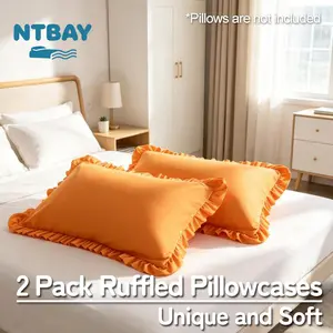 NTBAY Ruffled Pillowcases Set of 2 Soft and Skin-Friendly, Luxurious and Elegant Pillow Shams with Envelope Closure