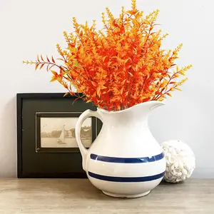20 Bundles Artificial Fall Flowers for Outdoors,UV Resistant Fake Lavender Flowers Outdoor Faux Plastic Plants Flower for Indoor Outdoor Home Decoration(Gold Yellow) Ornaments Table