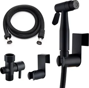 Handheld Toilet Bidet Sprayer for Toilet-Adjustable Water Pressure Control with Bidet Hose for Feminine Wash, Stainless Steel Brushed Nickel Cloth Diaper for Baby Wash (Matte Black, 1 Pack)
