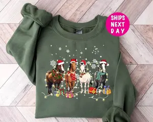 Horse Christmas Sweatshirt, Western Christmas Horse Hoody, Womens Christmas Sweater, Funny Christmas Hoodie, Horse Lover Gift, Holiday Sweat