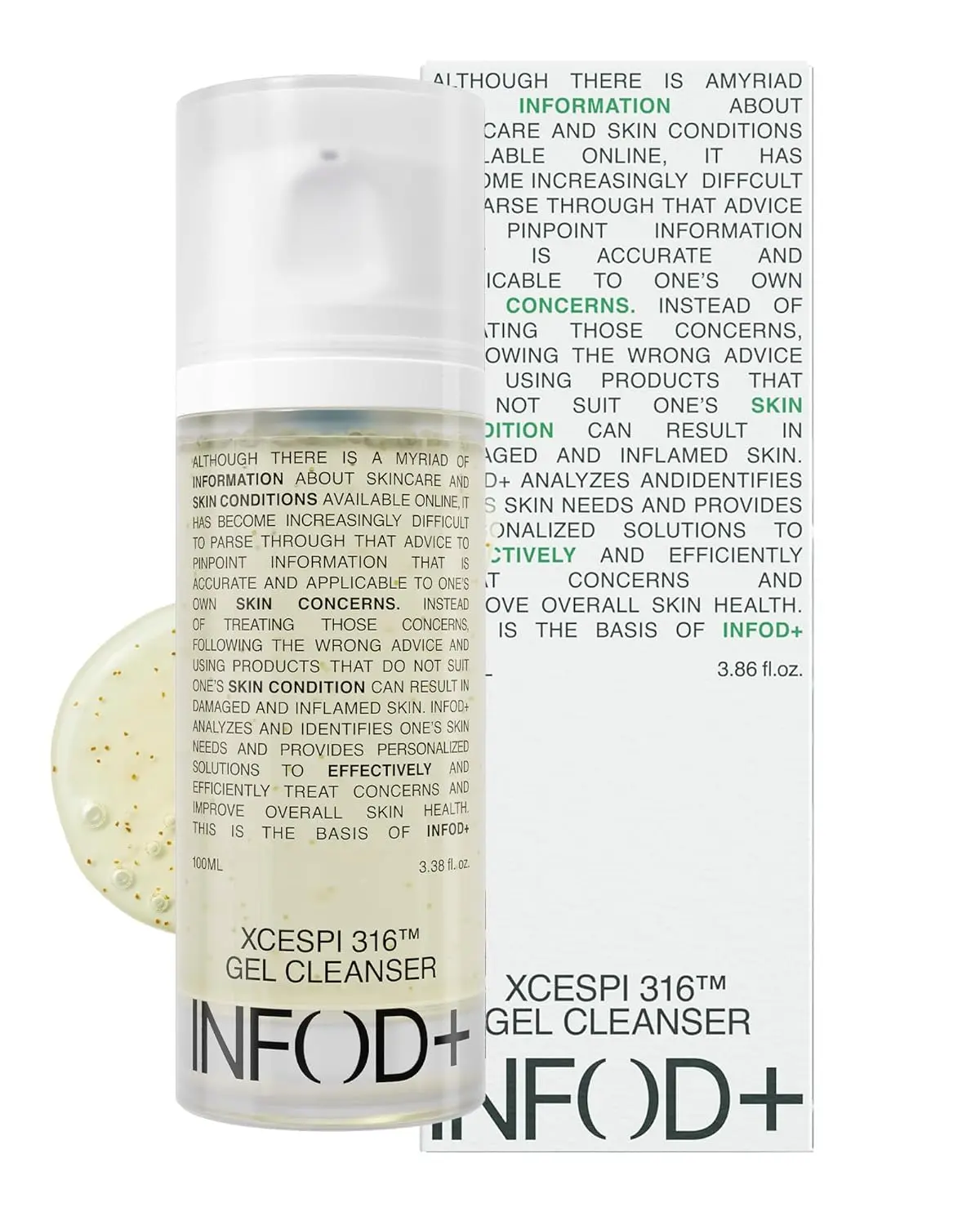 INFODPLUS Gel Cleanser, Gentle Low pH Deep Cleansing, Oil Control, Pore Blackhead Removal Face Wash, Ceramide Panthenol, 3.38 fl.oz 100ml