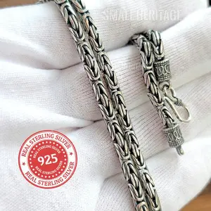 Handcrafted 925 Sterling Silver Byzantine Chain Necklace