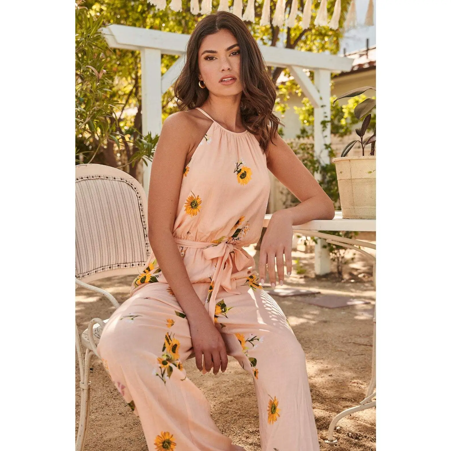 Girasol Floral Lighthearted Trapeze Jumpsuit