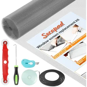 Window Screen Door Repair Kit, 39" x 78" Screen Door Mesh Replacement Kit, Durable Fiberglass Mesh Screen Roll with Tools for Windows Doors Patio and Porch Screens Replacement, Grey