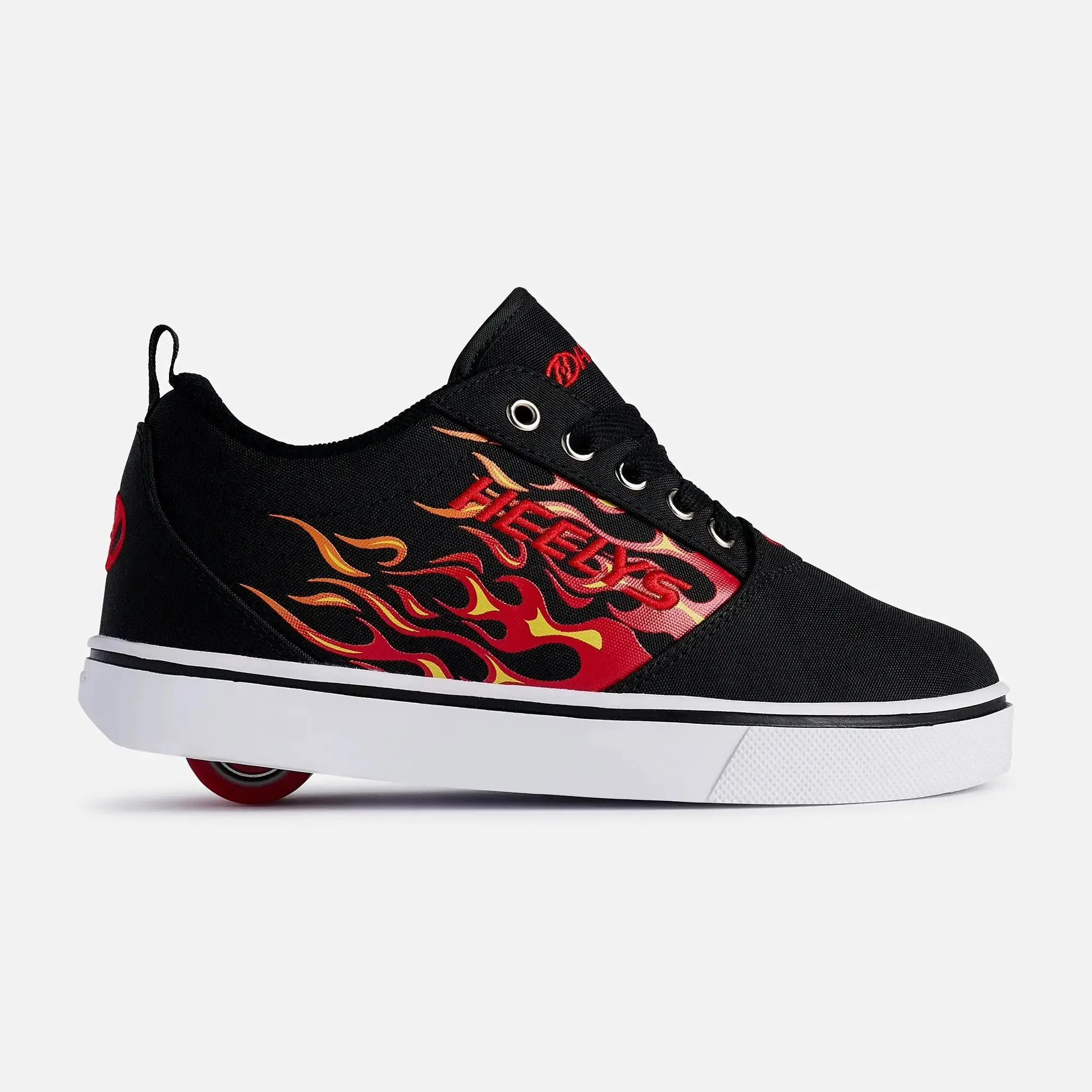 HEELYS Men's Pro 20 Flame-Print Canvas Sneaker - Lace-Up Trainer Footwear with Low-Profile Wheels and ABEC 5 Bearings