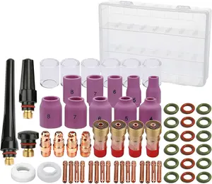 63 count TIG Welding  Accessories kit Nozzle Collets  Stubb Stubby Gas Lens #10 Glass Cup Kit for WP-17/18/26