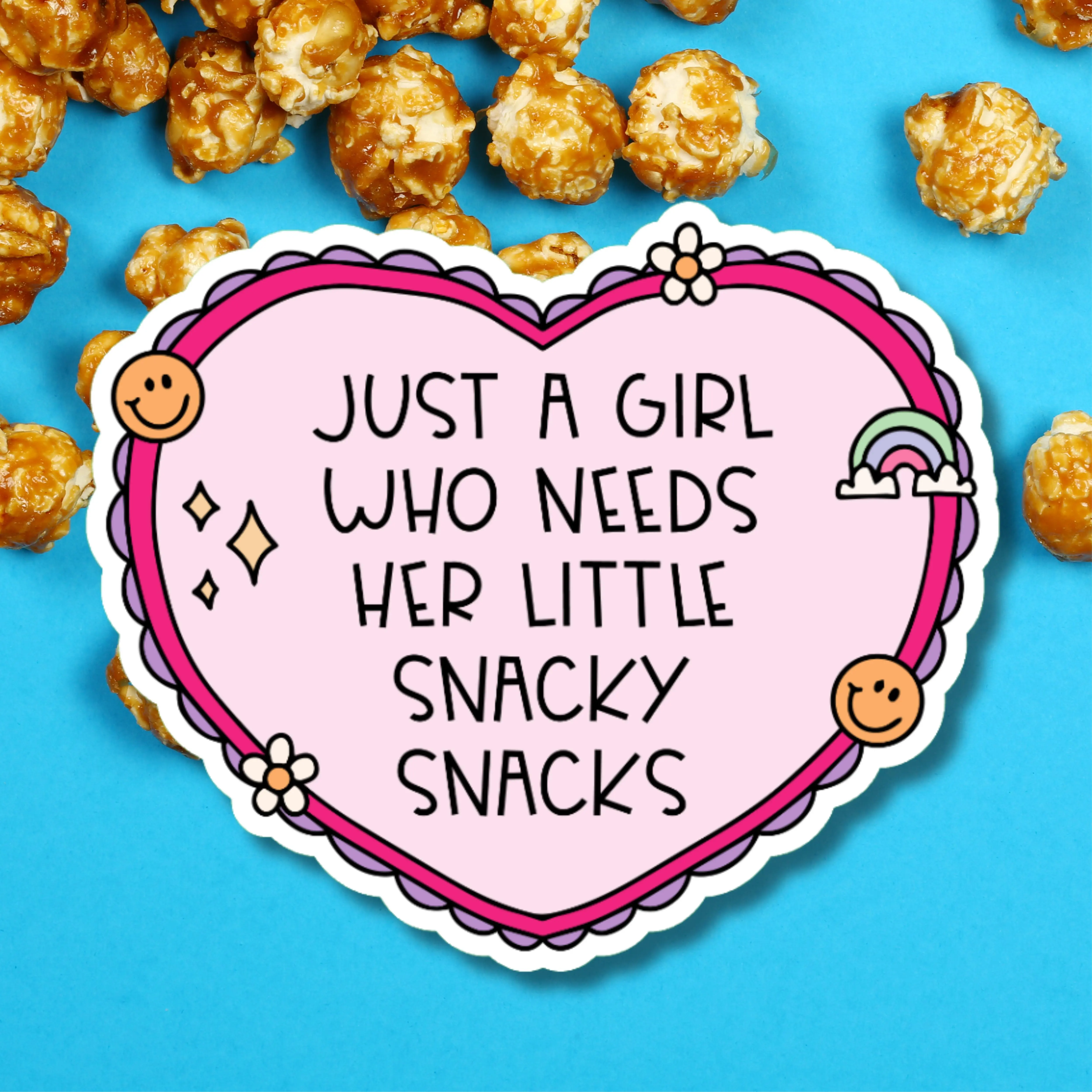 Just A Girl Who Needs Her Little Snacky Snacks Sticker for Laptop Phone Case or Water Bottle Fun Snack Lover Accessory
