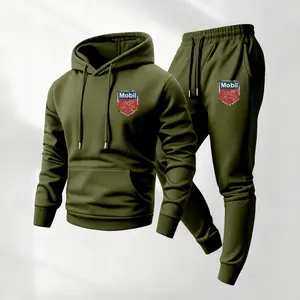 Men’s Casual Hoodie and Jogger Set Streetwear Sports Tracksuit Two Piece Outfit Autumn Winter Pullover Hooded Sweatshirt Matching Sweatpants Comfortable Athletic Lounge Set Gym Running Training Daily Wear Fashion Outfit for Men