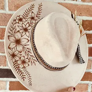 Custom burned hat | hand Burned hat | customized wide brim hat | branded wide brim hat | burned felt hat | western hat | Nashville style hat | concert outfit | country music outfit | Fort Worth outfit | cowboy hat | cowgirl hat | felt hat | etched hat | b