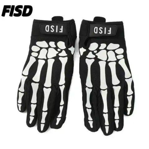 Glow-in-the-Dark Skull Sports Gloves - Motorcycle Gear, Biker Protective Gear, All-Season, Enhanced Visibility for Cycling Enthusiasts, Baseball Enthusiasts