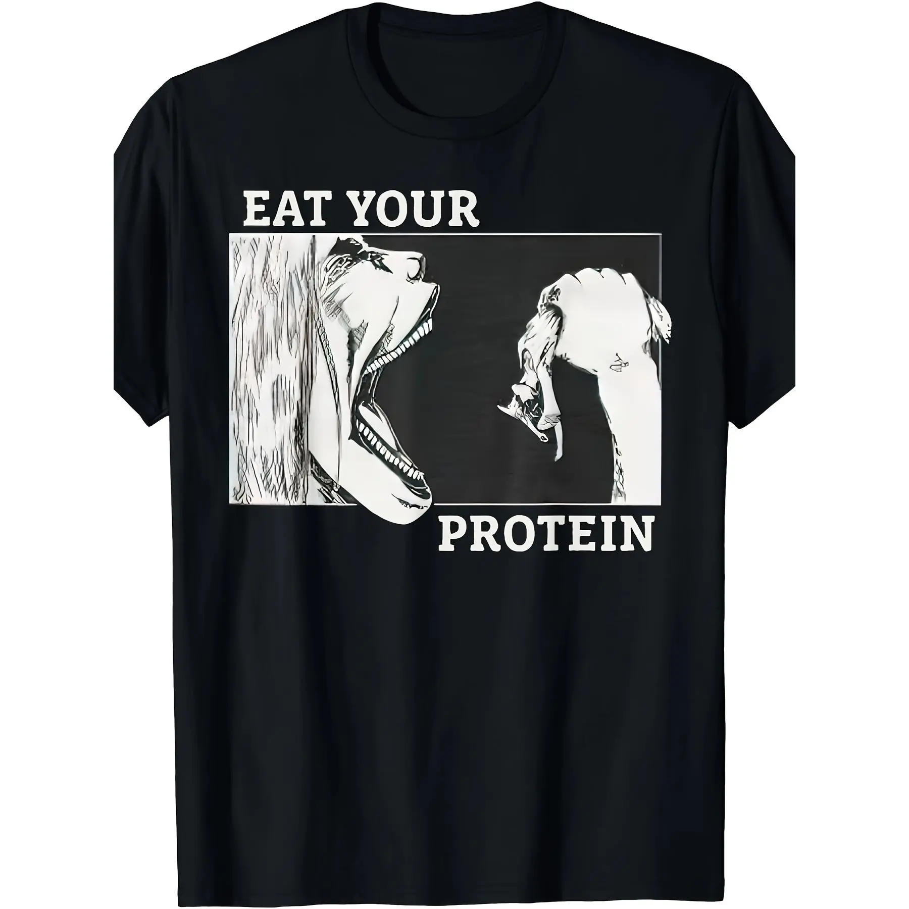 Men's Round Neck Short-Sleeve Casual T-Shirt - Funny Protein-Themed Anime Gym Bodybuilding Top, Unisex Adult Casual Fashion Short-Sleeve Gift, Shortsleeve, Casual Fashion Shortsleeve