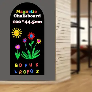 Chalkboard Wall Arch Decal 39.3"x17.5" Contact Paper Peel and Stick for Walls Self Adhesive  Wall Board Sticker with 36  Letters Black Chalk Board Wallpaper Roll