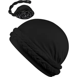 Luxurious Satin-Lined Halo Turban: Stylish Pre-Tied Braid Head Wraps, Sleep Cap, Bonnet Turbans for Ultimate Comfort and Style - Perfect for All Hair Types and Textures