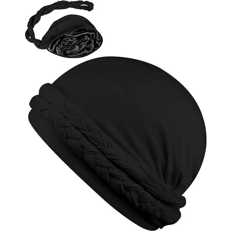 Luxurious Heatless Satin-Lined Halo Turban - Pre-Tied Braid Head Wrap, Sleep Cap for All Hair Types, Textures; Ultimate Comfort & Style Fashion Accessory Hat