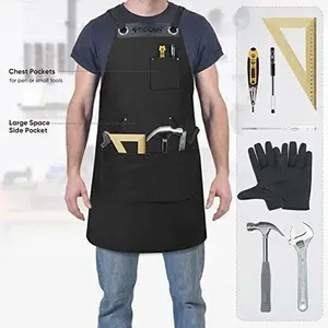 Heavy Duty Waxed Canvas Apron, 16oz Thick Canvas Multi-Functional Apron Standard