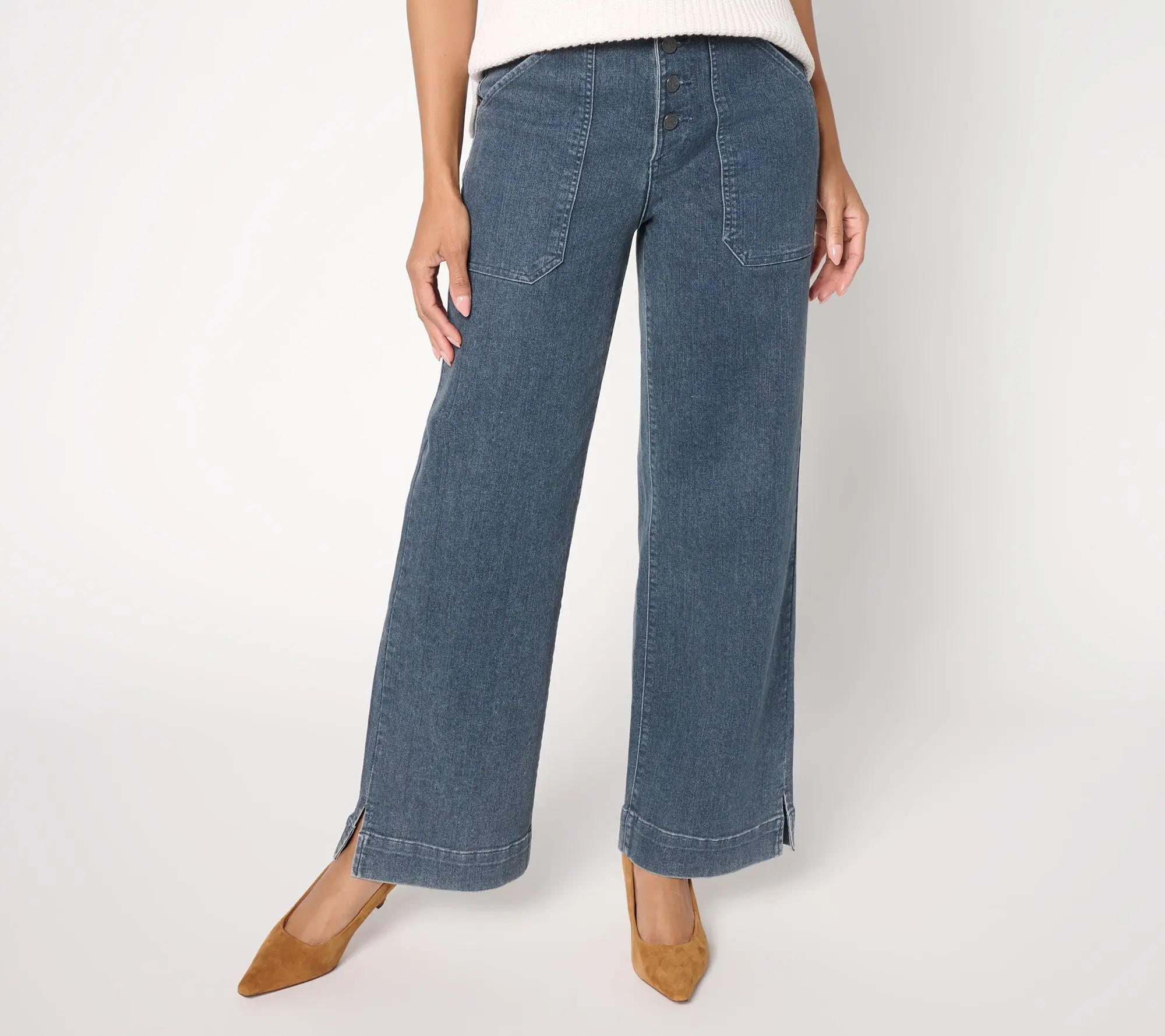me by Jennie Garth Regular Roxy Button Fly Wide Leg Jeans