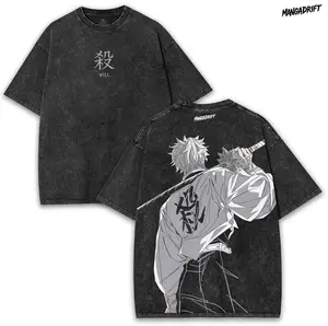 Sanemi Shinazugawa Kimetsu no Yaiba Oversized Washed Vintage Tee Double Printed 260GSM Cotton | Wind Hashira Collector Drop