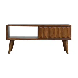 Chestnut Prism Sliding Media Unit - Handcrafted Solid Wood