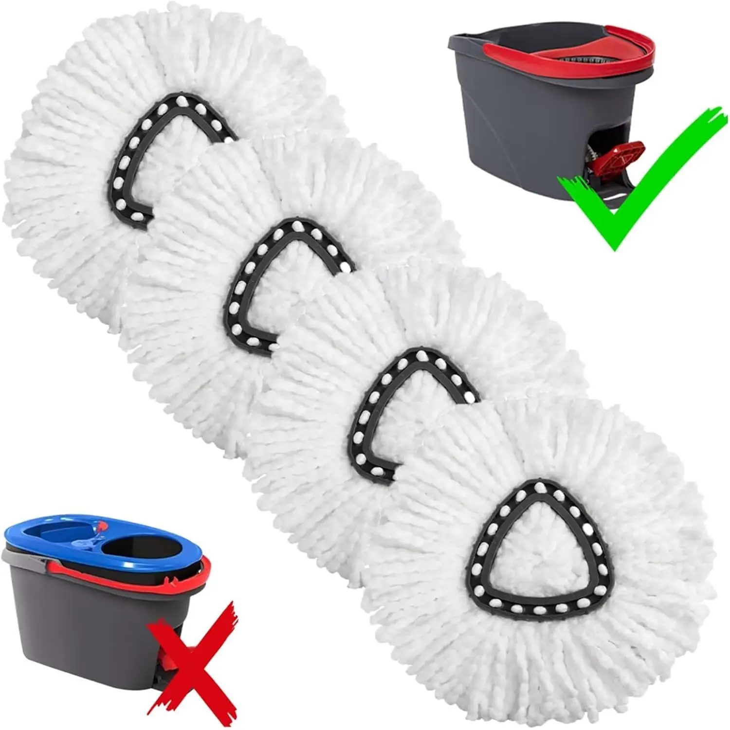 O-Cedar EasyWring Spin Mop Replacement Heads, 4-Pack Sturdy Triangle Deep-Clean Multi-Surface Mop Head Refills