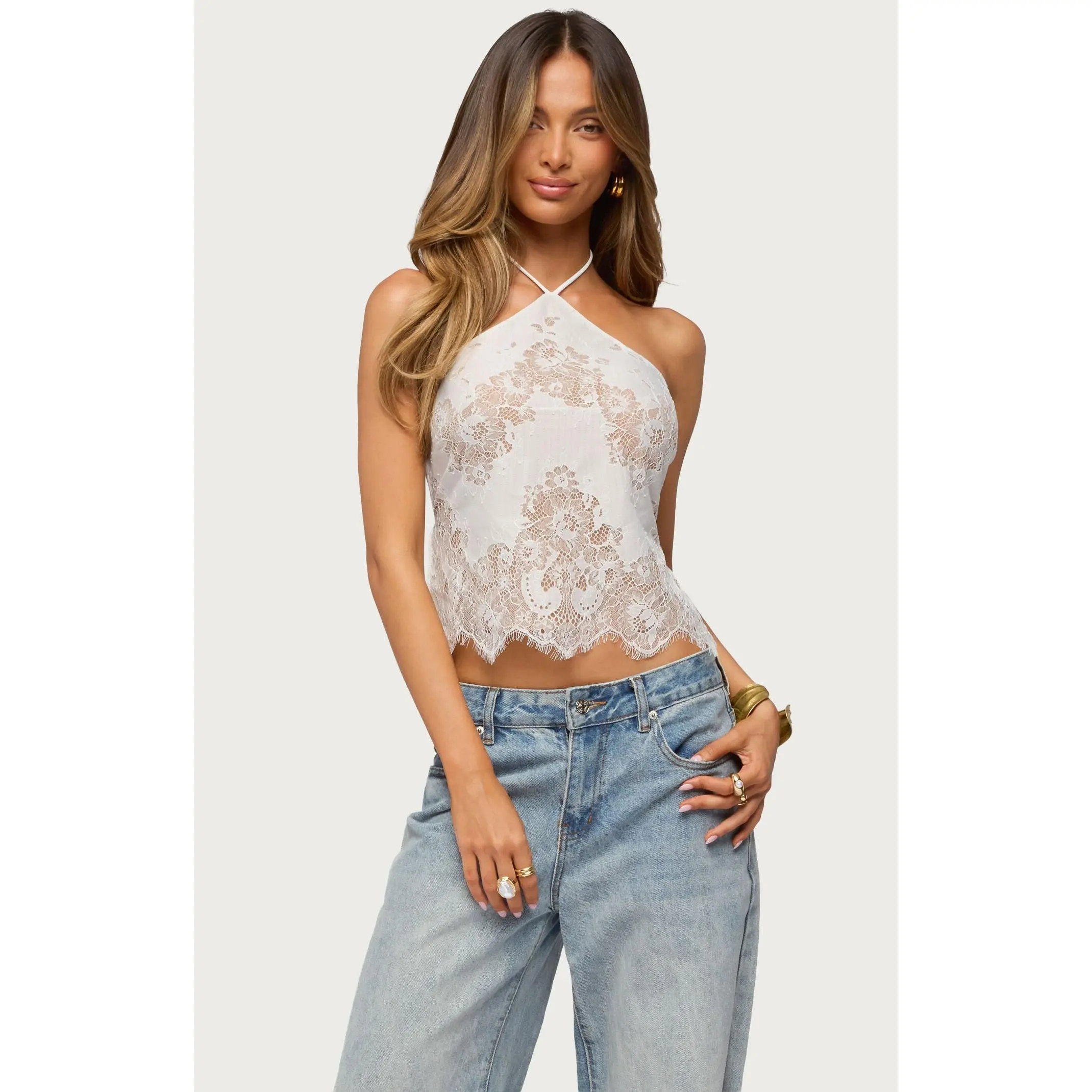 Edikted Women's Yanitza Lace Halter Top