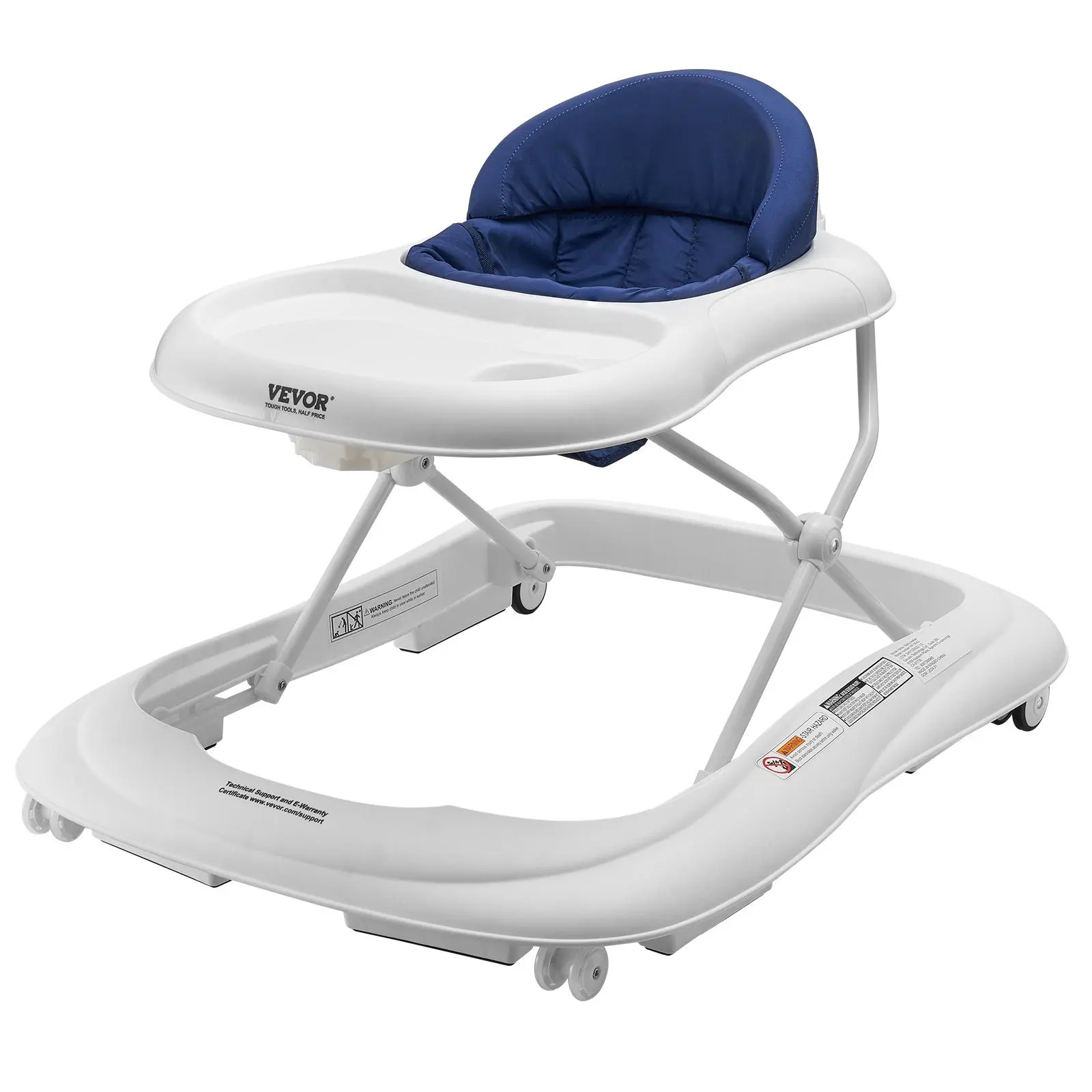 【Father's Day】VEVOR Baby Walker, Foldable Baby Walkers with 3-Level Adjustable Height, Rolling Toddler Walker and Activity Center with Wheels & Feeding Tray, Anti-Rollover Activity Helper for Boy Girl 6-12 Months