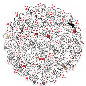 50 Pcs Matchstick Man Graffiti PVC Stickers for Water Bottles Computer Luggage Refrigerator Decoration, Decorative Accessories