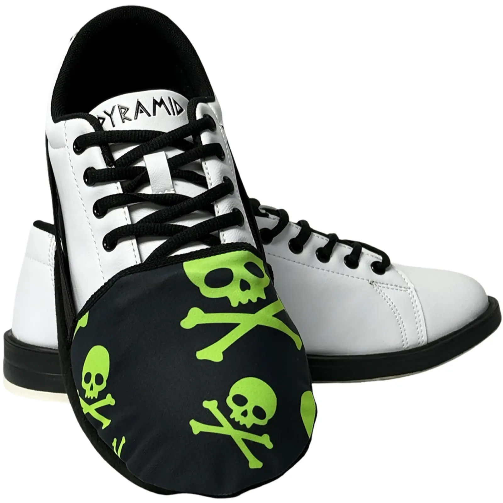 PYRAMID Dye Sublimated Lime Green Skulls Bowling Shoe Slider Accessory, Enhanced Sliding for Youth & Adults, Men's Size 14, Unisex, Male, No