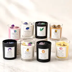 Scented Crystal Soy Intention Candles with Healing Crystals & Intentions