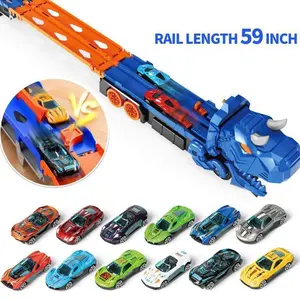 Dinosaur Transport Truck Toy for Toddlers – 12 Die-Cast Cars, Transforms into Dino, Perfect Gift for 3-6 Year Old Boys