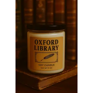 Oxford Library Scented Soy Candle Vanilla Clean Cotton Christmas 9 Oz Non Toxic Eco Friendly Home Decor Gift For Book Lovers Relaxation Aromatherapy Cozy Room Fragrance Coconut Cream