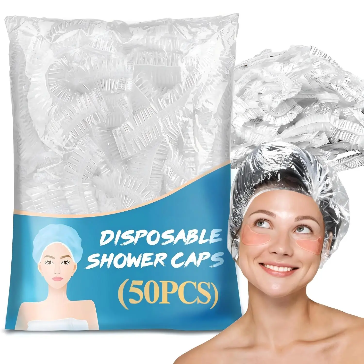 50PCS Disposable Shower Caps – Waterproof Bath Caps for Travel, Hotels & Everyday Use Hair Bonnet