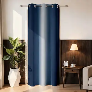 Gradient Navy Blue Door Curtain for Doorway Privacy, Sliding Closet Door Curtains 71inch Wide Insulated Thermal Privacy Curtain Cover for Room Divider, Blackout Doorway Curtain Grommet