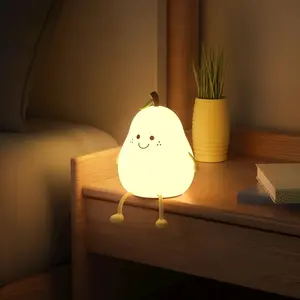 1pc Cute Pear Shaped Silicone Night Light Dolls, USB Charging Light, 7 Color Glowing Eye Protection Lamp Dolls, Suitable for Bedroom, Office, Various Room Decorations Or As A Christmas Or Valentine's Day Gift