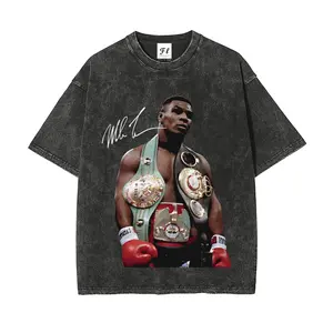 Mike Tyson T-Shirt, 90s Vintage Boxing Sport Legend Oversize Unisex Washed T-Shirt for Women and Men's Unisex Fit Batik Cotton Oversize Streetwear Menswear  Super Soft Pre-Shrunk
