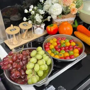 6-Pack Fruit Bowl Set with Transparent Lid, 9-Inch Round Metal Serving Tray, Rust-Resistant Camping Dish, Ideal for BBQ, Snacks, Salad, Appetizers, Fruits, Cookies Containers