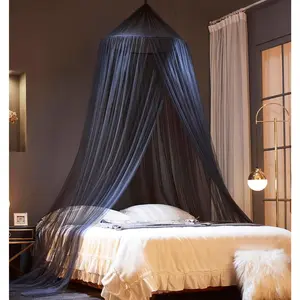 Mengersi Bed Canopy Mosquito Net for Bed, Canopy Bed Curtains, Dome Mosquito Netting Bed Tent, Indoor Outdoor, Black, Full Size