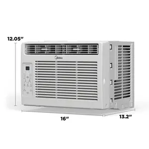 Midea 5,000 BTU Window Air Conditioner (Window AC Units) – Cools Up To 150 Sq Ft, Remote Control, Programmable Timer, White + Outdoorfun Mesh Waterproof AC Unit Cover (Non-Portable)