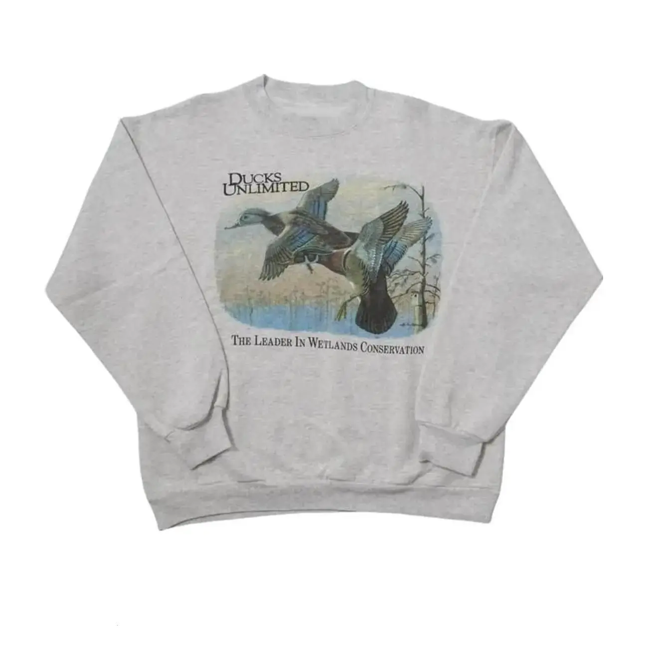 (Youth & Adult) Vintage 90s Duck Unlimited Graphic Sweatshirt Retro Outdoor Waterfowl Design Crewneck Pullover Soft Long Sleeve Apparel Made In The USA , By Hunting Graphic Tee