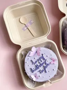 Mini Cake Birthday Gift Box Set w/Wooden Spoon Dessert Favor Catering Party Wedding Bridal Shower Cake Box Treats Food Favor Vintage Cake