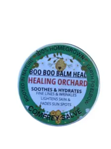 BOO BOO BALM HEAL Orchard 100%  Homegrown Comfrey Salve with Macintosh Apple Essential Oil - Body Care Moisturizer for 12 Months of Mild, Smooth Skin Repair - Healthcare, Therapeutic Product, Body Moisturizer, Gentle Soothing