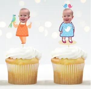 "Little Bird’s First Year Flew By" Face Cupcake Toppers